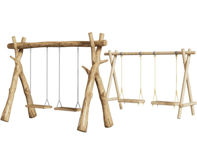 现代木桩秋千