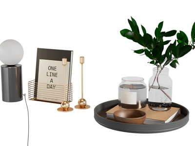 现代书籍 烛台 托盘 花瓶书籍摆件组合3d模型 现代书籍 烛台 托盘 花瓶书籍摆件组合