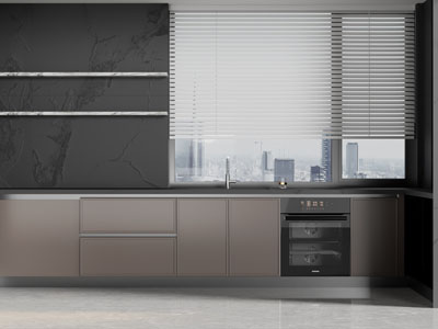 现代整体橱柜 洗碗机 百叶窗帘