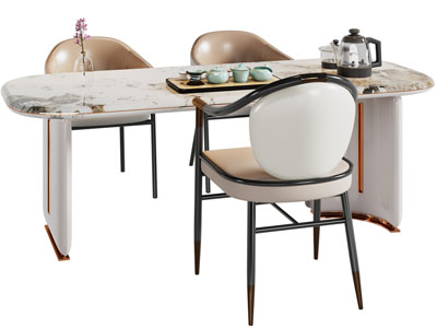 新中式茶桌椅组合3d模型 新中式茶桌椅组合