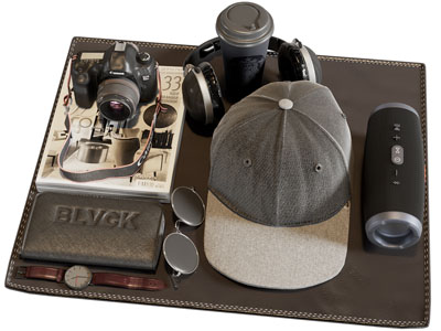 现代数码相机 望远镜 耳机 帽子摆件组合3d模型 现代数码相机 望远镜 耳机 帽子摆件组合