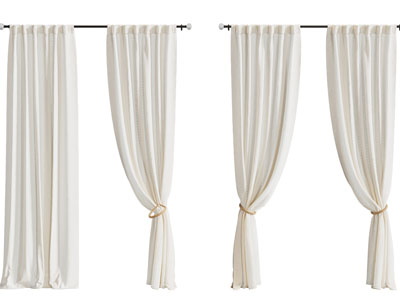 现代奶油风窗帘3d模型 现代奶油风窗帘