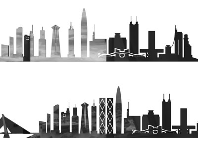 现代建筑剪影 墙贴 墙饰3d模型 现代建筑剪影 墙贴 墙饰