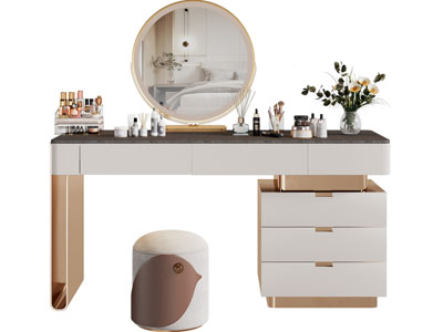 现代轻奢化妆 梳妆台3d模型 现代轻奢化妆 梳妆台