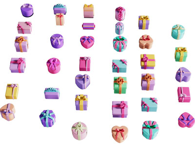 现代装饰蝴蝶结的礼品盒 包装盒 摆件组合3d模型 现代装饰蝴蝶结的礼品盒 包装盒 摆件组合