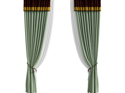 现代布艺窗帘窗纱3d模型 现代布艺窗帘窗纱