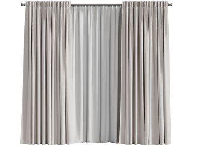 现代布艺窗帘窗纱3d模型 现代布艺窗帘窗纱