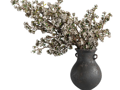 现代陶艺花瓶花卉3d模型 现代陶艺花瓶花卉