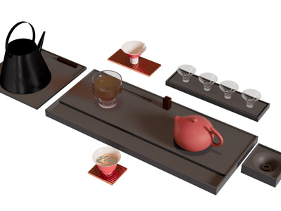 新中式茶盘 茶壶 茶杯 茶具杯子3d模型 新中式茶盘 茶壶 茶杯 茶具杯子