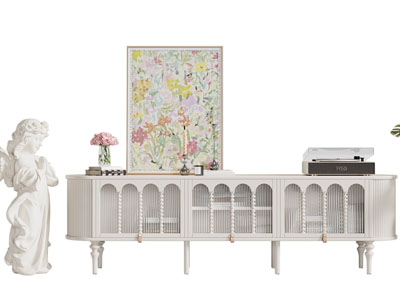 法式奶油风玄关柜 边柜3d模型 法式奶油风玄关柜 边柜