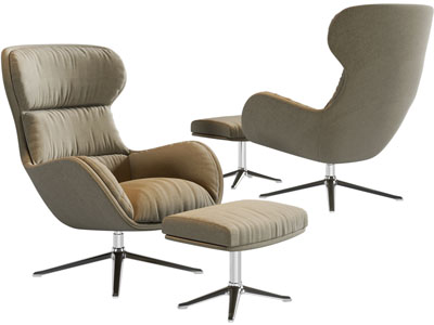 现代休闲椅子 脚踏