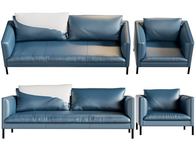 现代皮质多人 单人沙发3d模型 现代皮质多人 单人沙发