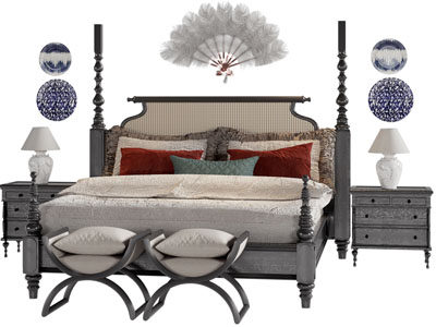 法式双人床 床头柜