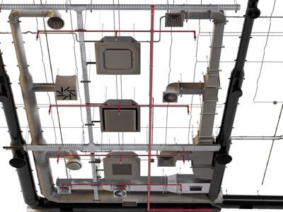 现代管道 中央空调 天花吊顶