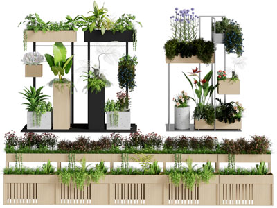 现代户外花箱花池盆景盆栽植物3d模型 现代户外花箱花池盆景盆栽植物