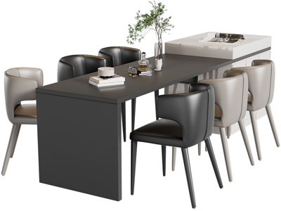 现代吧台餐桌椅组合3d模型 现代吧台餐桌椅组合