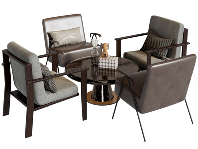 现代休闲洽谈桌椅组合3d模型 现代休闲洽谈桌椅组合