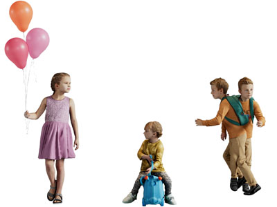 现代儿童 孩童 孩子 学生 多人3d模型 现代儿童 孩童 孩子 学生 多人