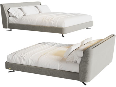 现代布艺双人床