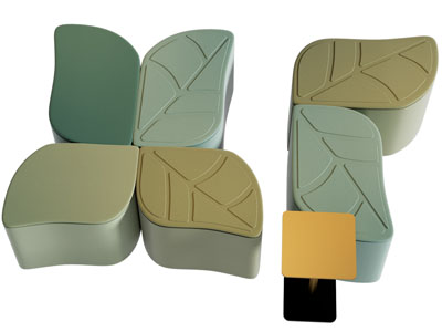 现代拼接树叶造型多人沙发 边几3d模型 现代拼接树叶造型多人沙发 边几