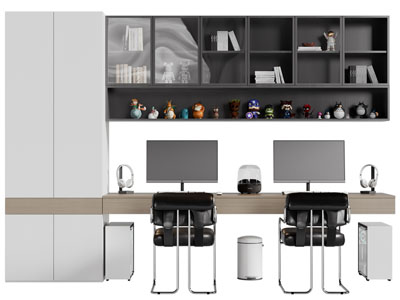 现代书桌椅组合3d模型 现代书桌椅组合