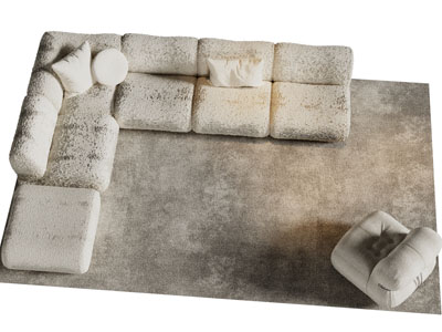 侘寂风转角多人沙发3d模型 侘寂风转角多人沙发