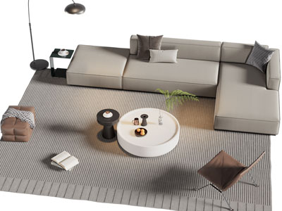 现代转角多人沙发 休闲椅子和茶几组合