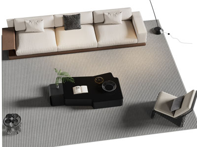 现代多人沙发 休闲椅子和茶几组合