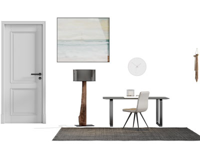 现代书桌椅组合 挂画3d模型 现代书桌椅组合 挂画