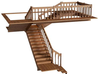 欧式木质旋转楼梯3d模型 欧式木质旋转楼梯