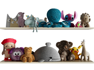 现代儿童布绒玩偶玩具 摆件组合3d模型 现代儿童布绒玩偶玩具 摆件组合