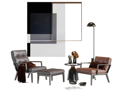 现代休闲椅子 脚踏