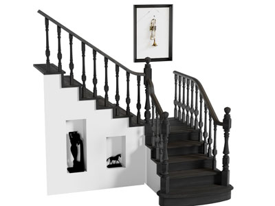 法式旋转楼梯3d模型 法式旋转楼梯