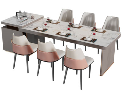 现代吧台餐桌椅组合3d模型 现代吧台餐桌椅组合