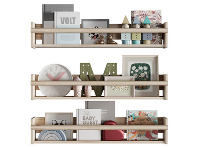 现代墙面置物收纳架 摆件组合3d模型 现代墙面置物收纳架 摆件组合