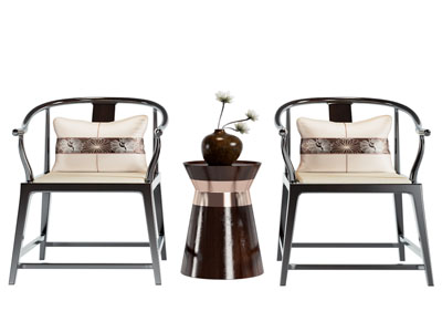 新中式圈椅 边几 扶手椅子