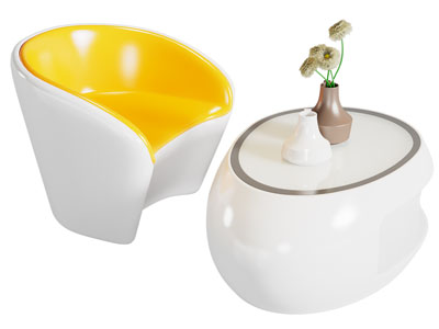 现代单人沙发 茶几