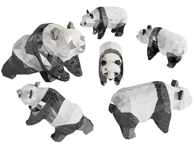 现代抽象几何熊猫雕塑雕刻3d模型 现代抽象几何熊猫雕塑雕刻