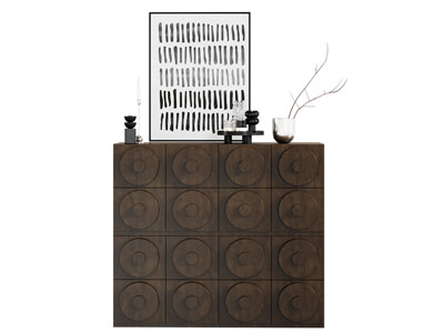 侘寂风中古风玄关柜 边柜3d模型 侘寂风中古风玄关柜 边柜