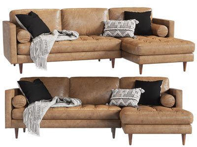 现代中古转角多人沙发3d模型 现代中古转角多人沙发