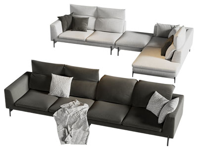 现代布艺多人沙发3d模型 现代布艺多人沙发