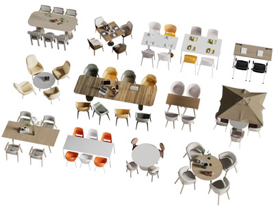 现代餐桌椅组合3d模型 现代餐桌椅组合