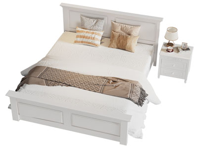 美式奶油风双人床 床头柜