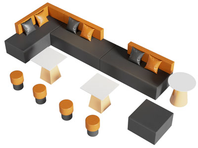 现代卡座多人沙发 茶几组合
