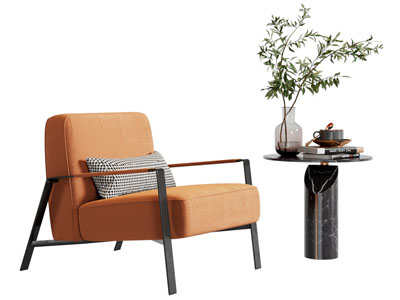 现代休闲椅子 边几