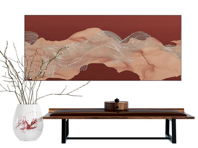 新中式横幅装饰挂画3d模型 新中式横幅装饰挂画