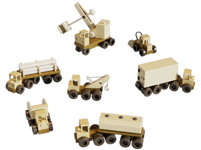 现代木质卡车 汽车 工程车 儿童玩具积木车