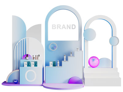 现代化妆品美陈 商业推广摆台 户外装置3d模型 现代化妆品美陈 商业推广摆台 户外装置