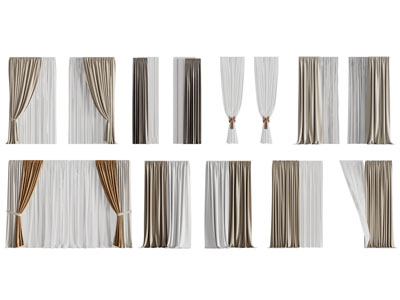 现代布艺窗帘窗纱3d模型 现代布艺窗帘窗纱