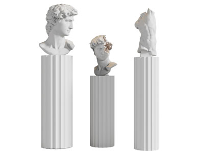 欧式大卫人头雕塑雕刻 摆件组合3d模型 欧式大卫人头雕塑雕刻 摆件组合